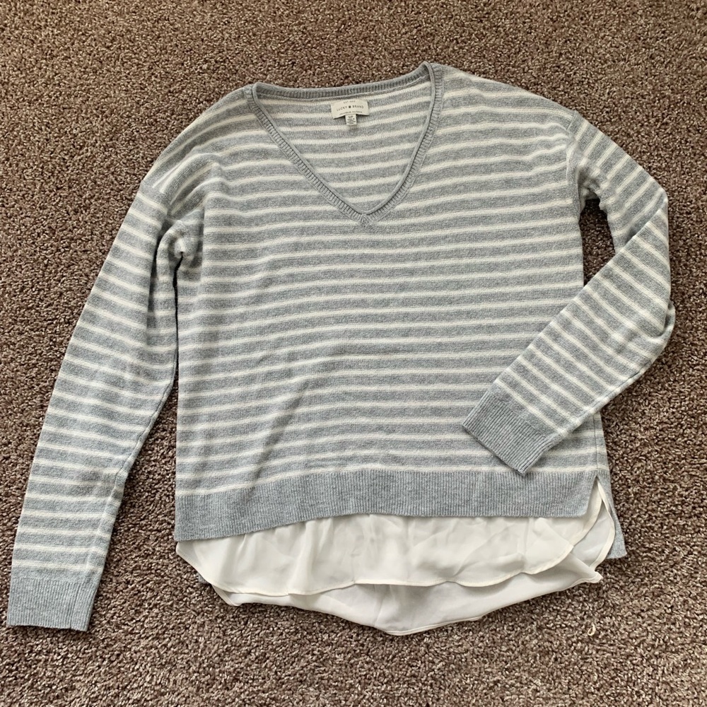 Lucky brand womens v neck striped sweater-layered‎